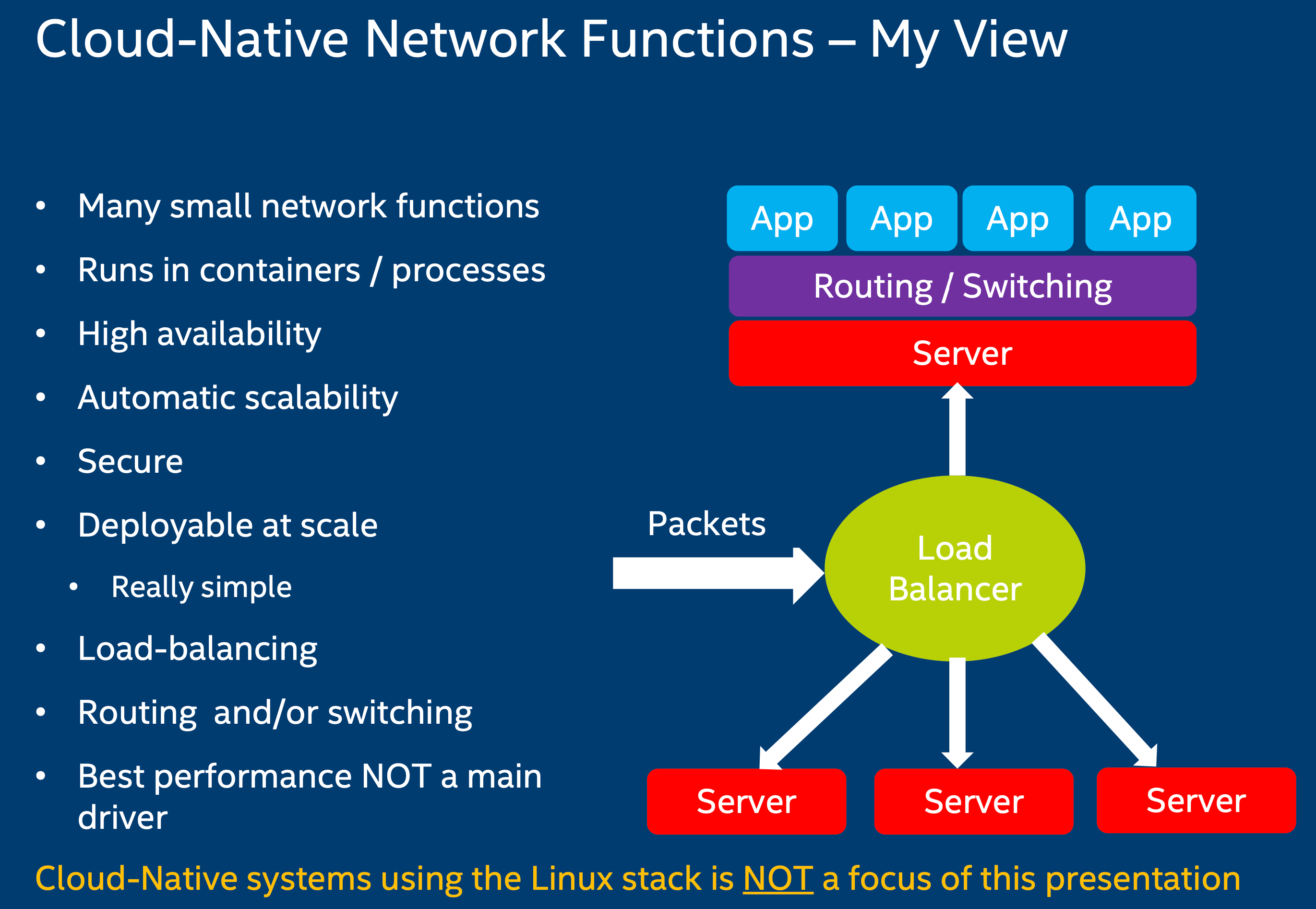 Cloud Native Networking functions view